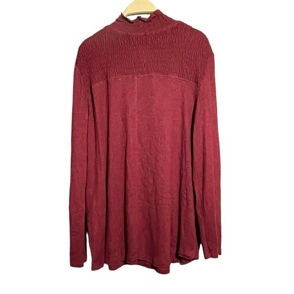 143 Story Line Up Sweater Blouse Women Size 3X Burgundy Smock Raw Long Sleeve - Picture 2 of 12